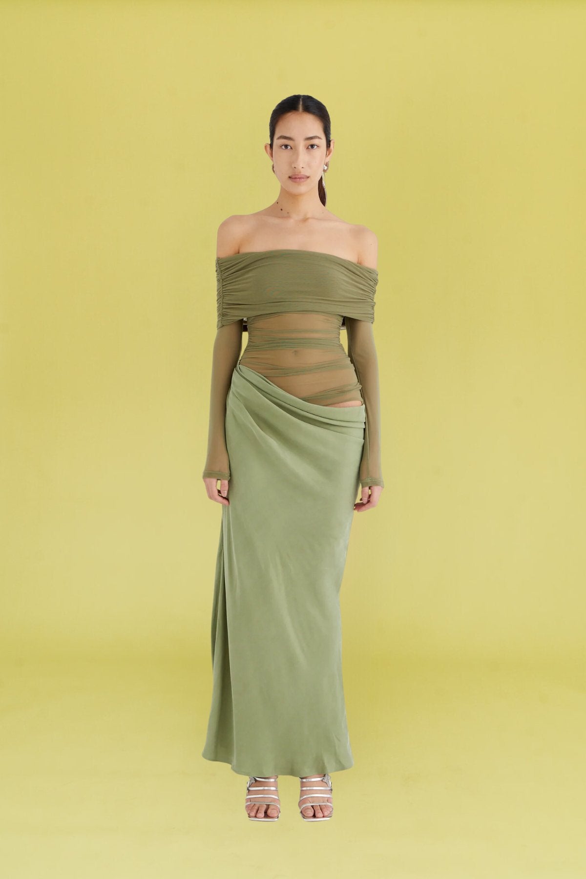 Yasmin Off - Shoulder Maxi Dress | Pistachio - Saudade